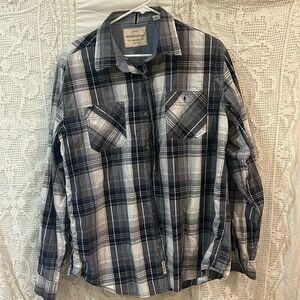 As-Is Flash Sale Button Up Men’s Shirts 6$ Large Weatherproof plaid blue black